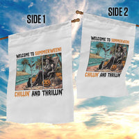 Welcome To Summerween Chillin And Thrillin Garden Flag Spooky Beach Party Gift