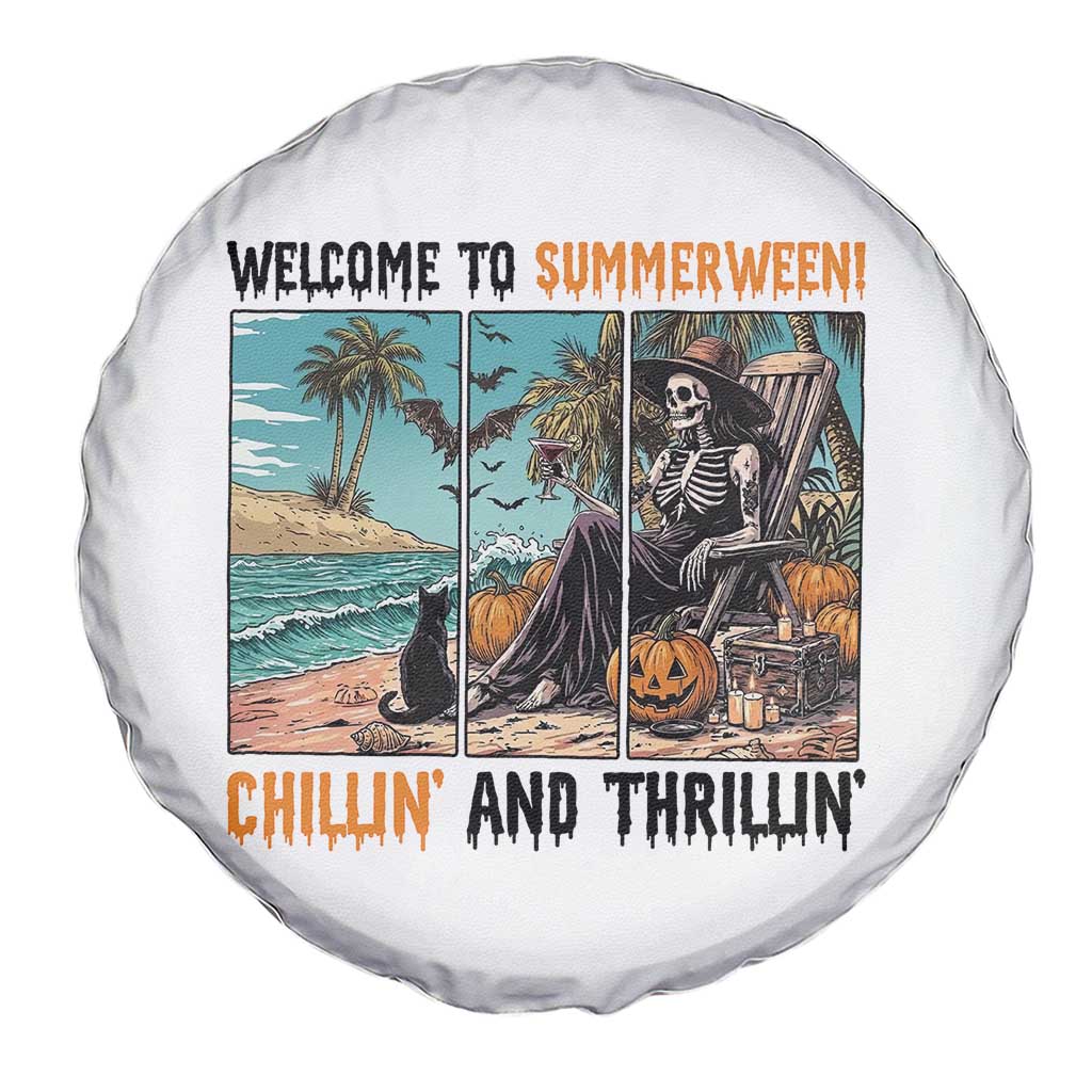 Welcome To Summerween Chillin And Thrillin Spare Tire Cover Spooky Beach Party Gift