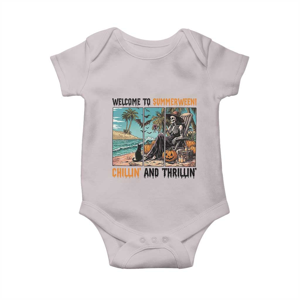 Welcome To Summerween Chillin And Thrillin Baby Onesie Spooky Beach Party Gift