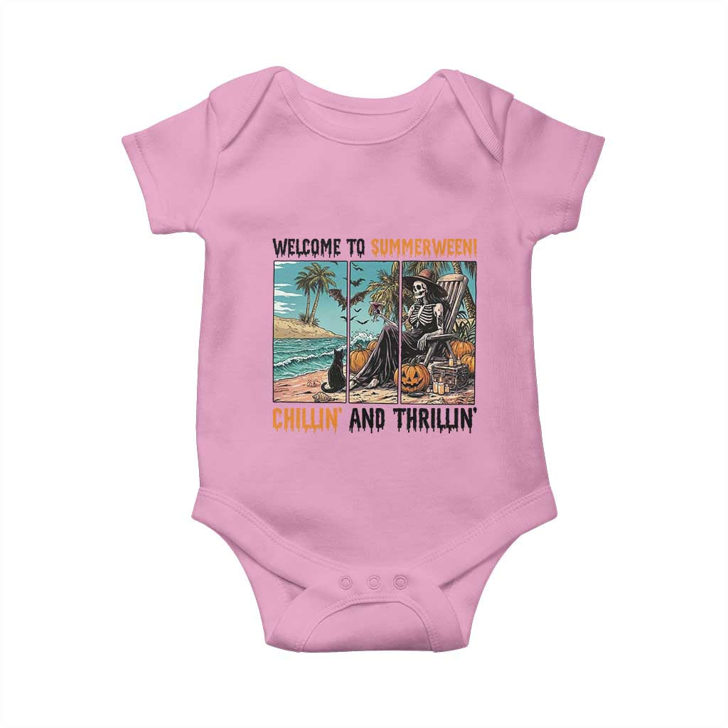 Welcome To Summerween Chillin And Thrillin Baby Onesie Spooky Beach Party Gift