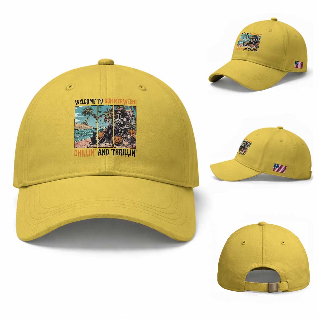 Welcome To Summerween Chillin And Thrillin Baseball Cap Spooky Beach Party Gift