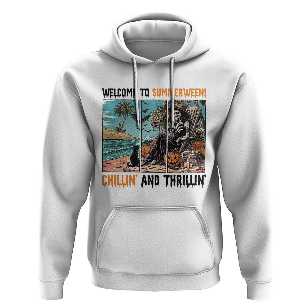 Welcome To Summerween Chillin And Thrillin Hoodie Spooky Beach Party Gift