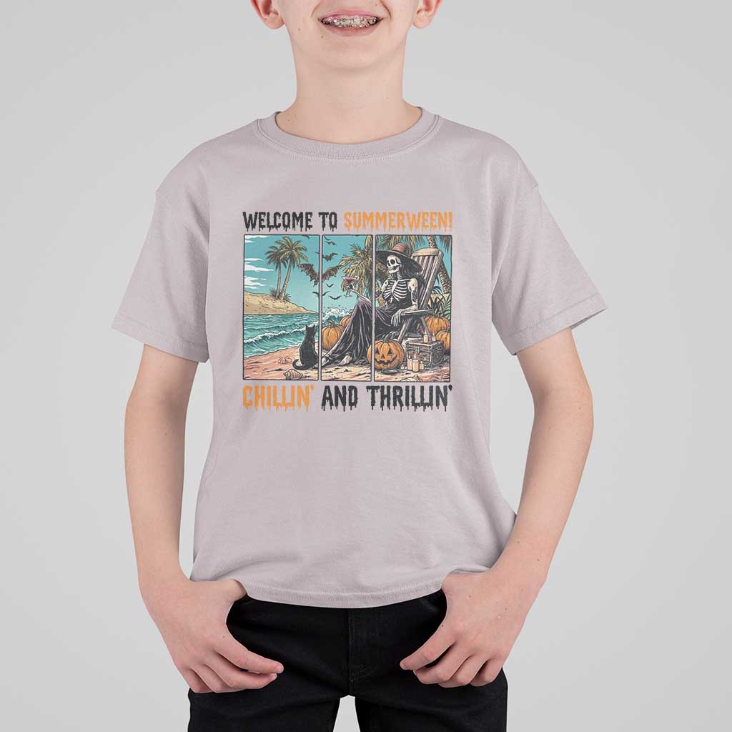 Welcome To Summerween Chillin And Thrillin T Shirt For Kid Spooky Beach Party Gift