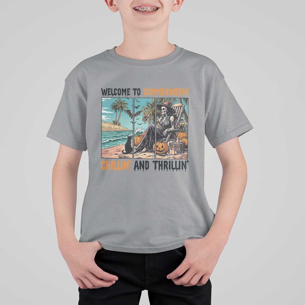 Welcome To Summerween Chillin And Thrillin T Shirt For Kid Spooky Beach Party Gift