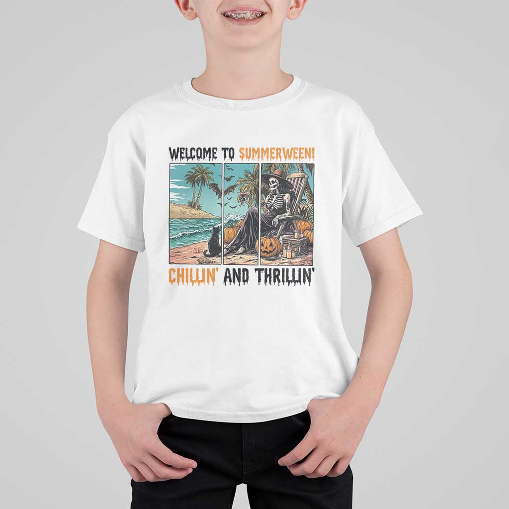 Welcome To Summerween Chillin And Thrillin T Shirt For Kid Spooky Beach Party Gift