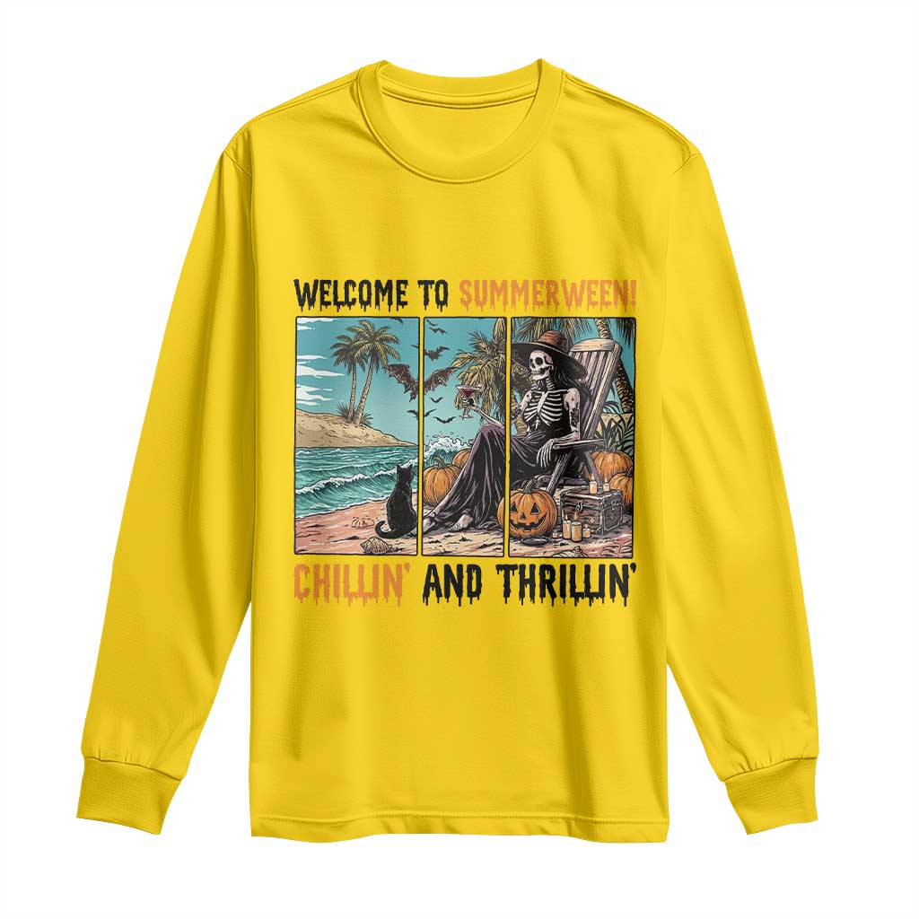 Welcome To Summerween Chillin And Thrillin Long Sleeve Shirt Spooky Beach Party Gift