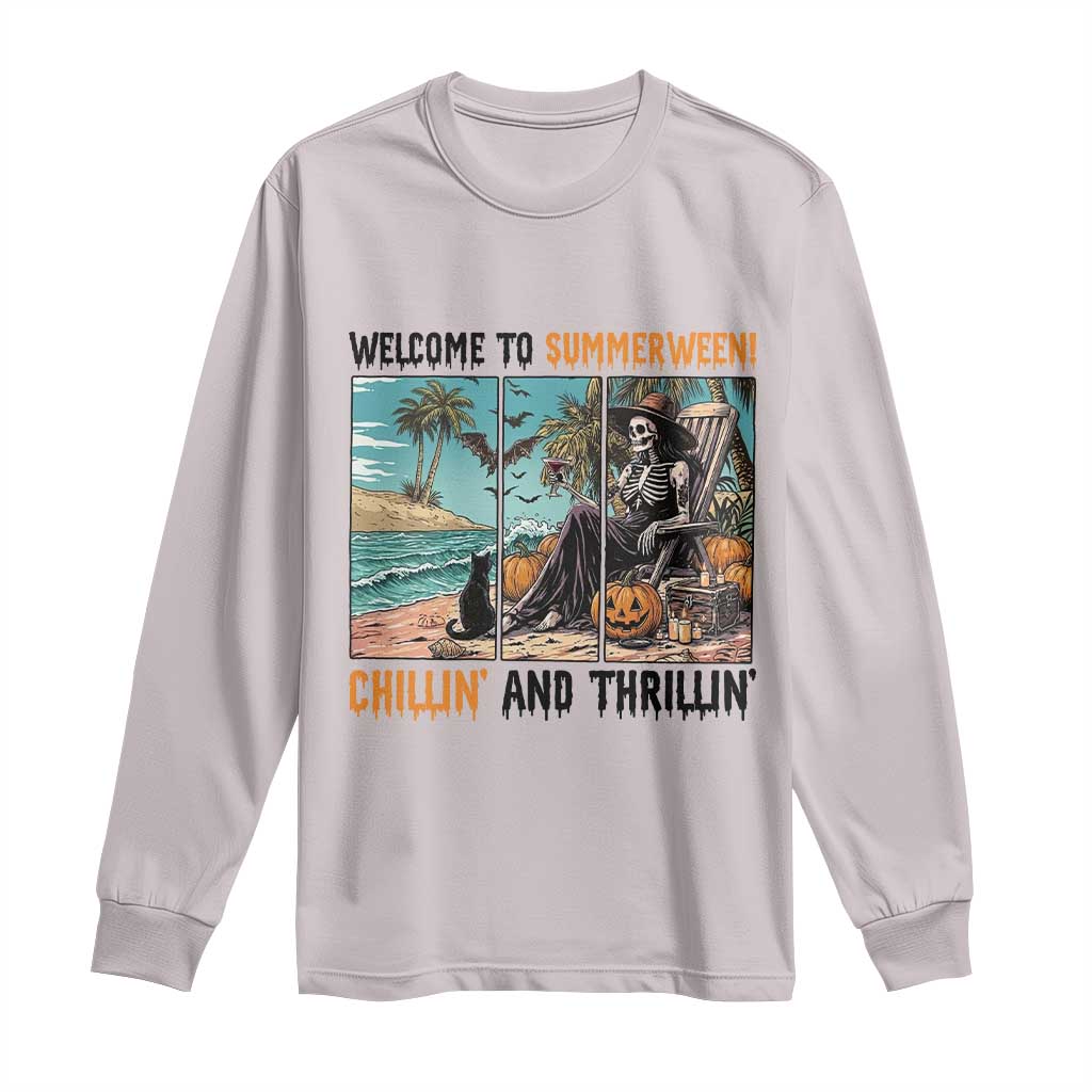 Welcome To Summerween Chillin And Thrillin Long Sleeve Shirt Spooky Beach Party Gift