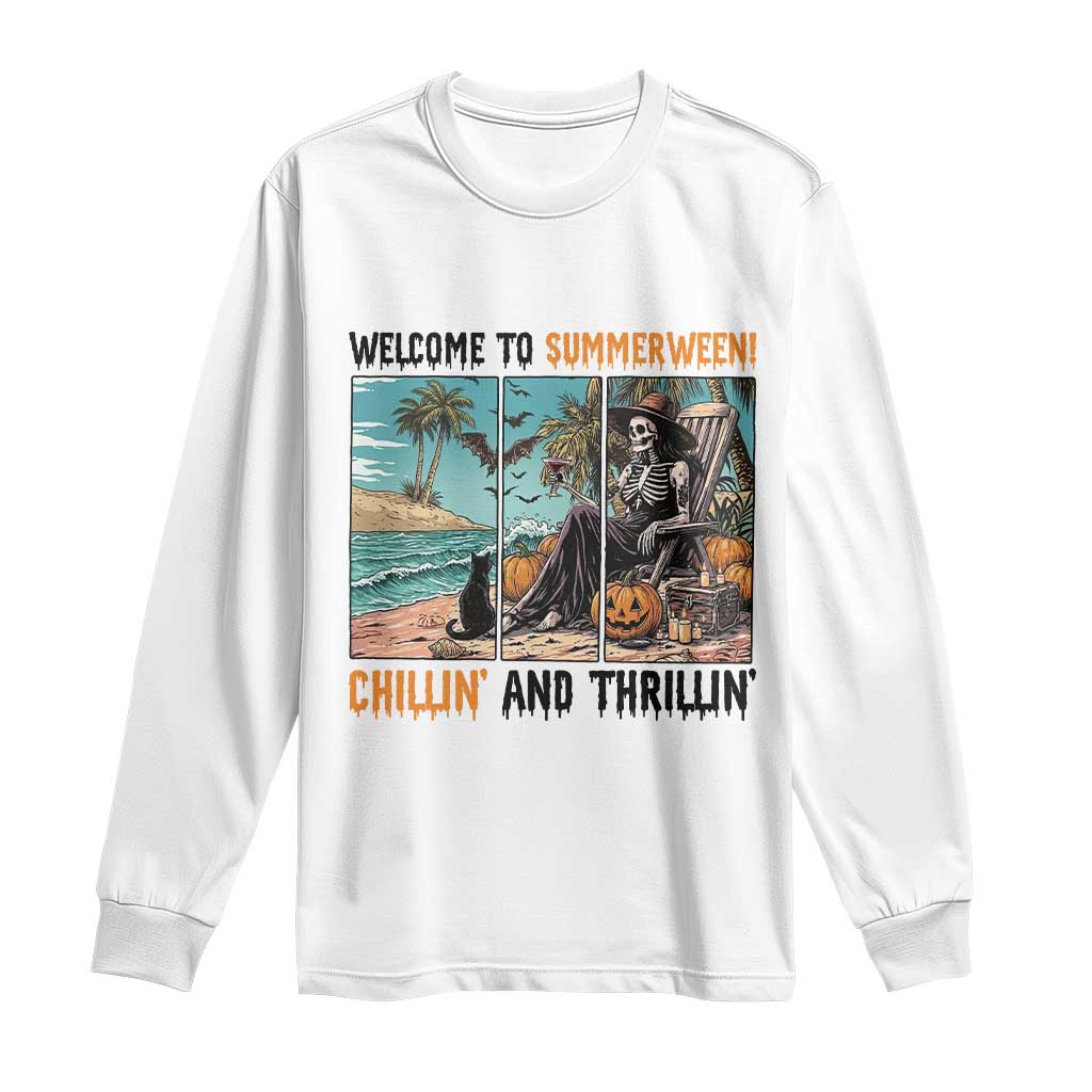 Welcome To Summerween Chillin And Thrillin Long Sleeve Shirt Spooky Beach Party Gift