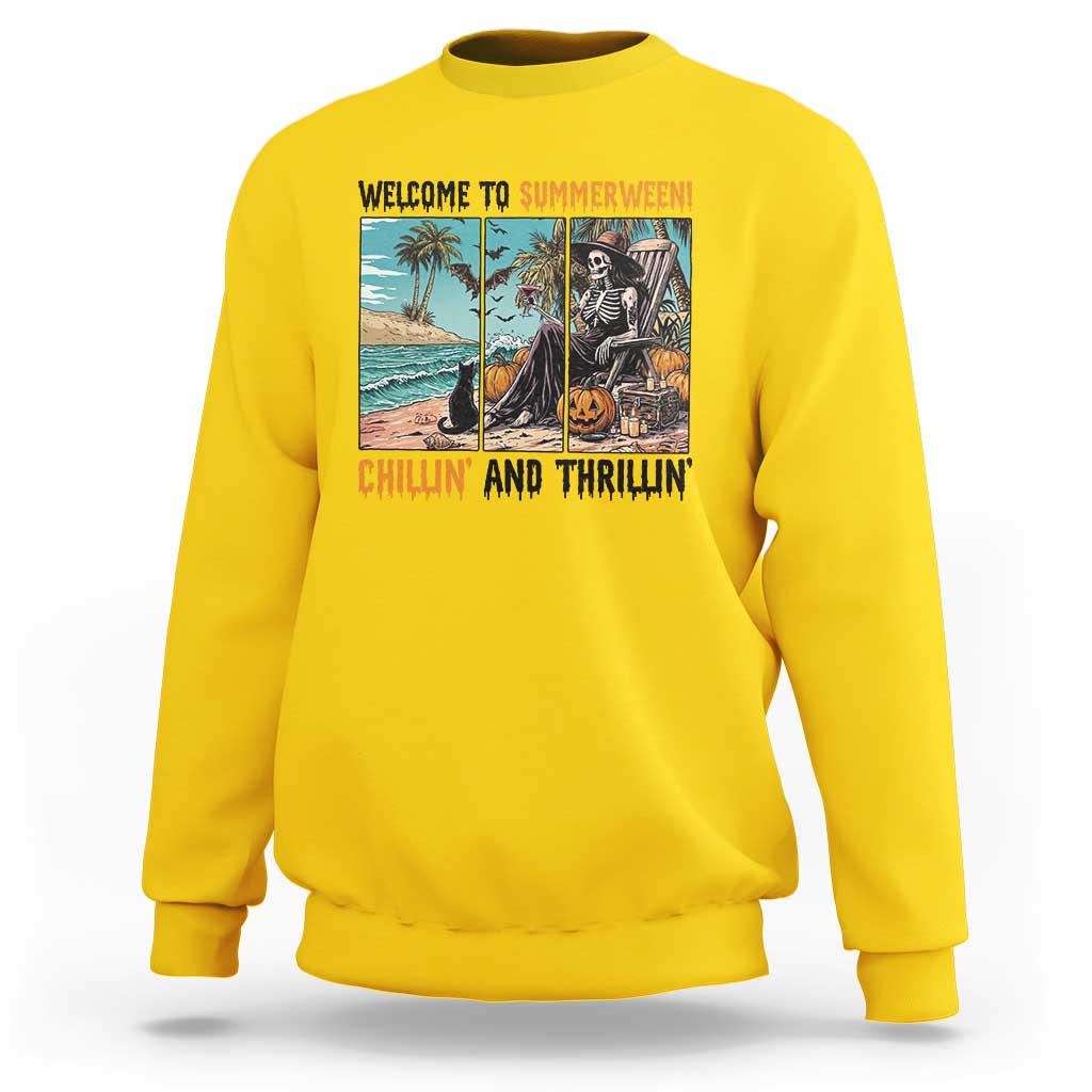 Welcome To Summerween Chillin And Thrillin Sweatshirt Spooky Beach Party Gift