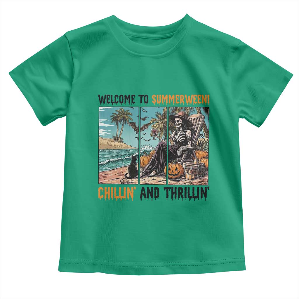 Welcome To Summerween Chillin And Thrillin Toddler T Shirt Spooky Beach Party Gift