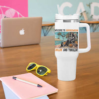 Welcome To Summerween Chillin And Thrillin Tumbler With Handle Spooky Beach Party Gift