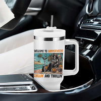 Welcome To Summerween Chillin And Thrillin Tumbler With Handle Spooky Beach Party Gift