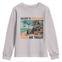 Welcome To Summerween Chillin And Thrillin Youth Sweatshirt Spooky Beach Party Gift