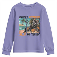 Welcome To Summerween Chillin And Thrillin Youth Sweatshirt Spooky Beach Party Gift