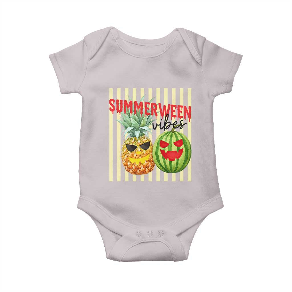 Funny Summerween Fruit Baby Onesie Spooky Pineapple Watermelon Graphic