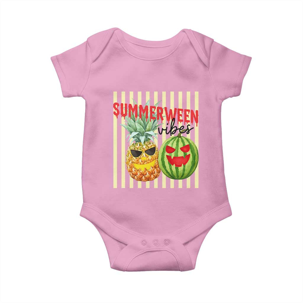 Funny Summerween Fruit Baby Onesie Spooky Pineapple Watermelon Graphic