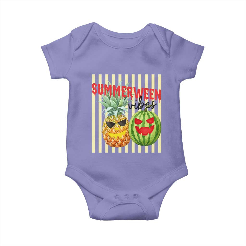 Funny Summerween Fruit Baby Onesie Spooky Pineapple Watermelon Graphic