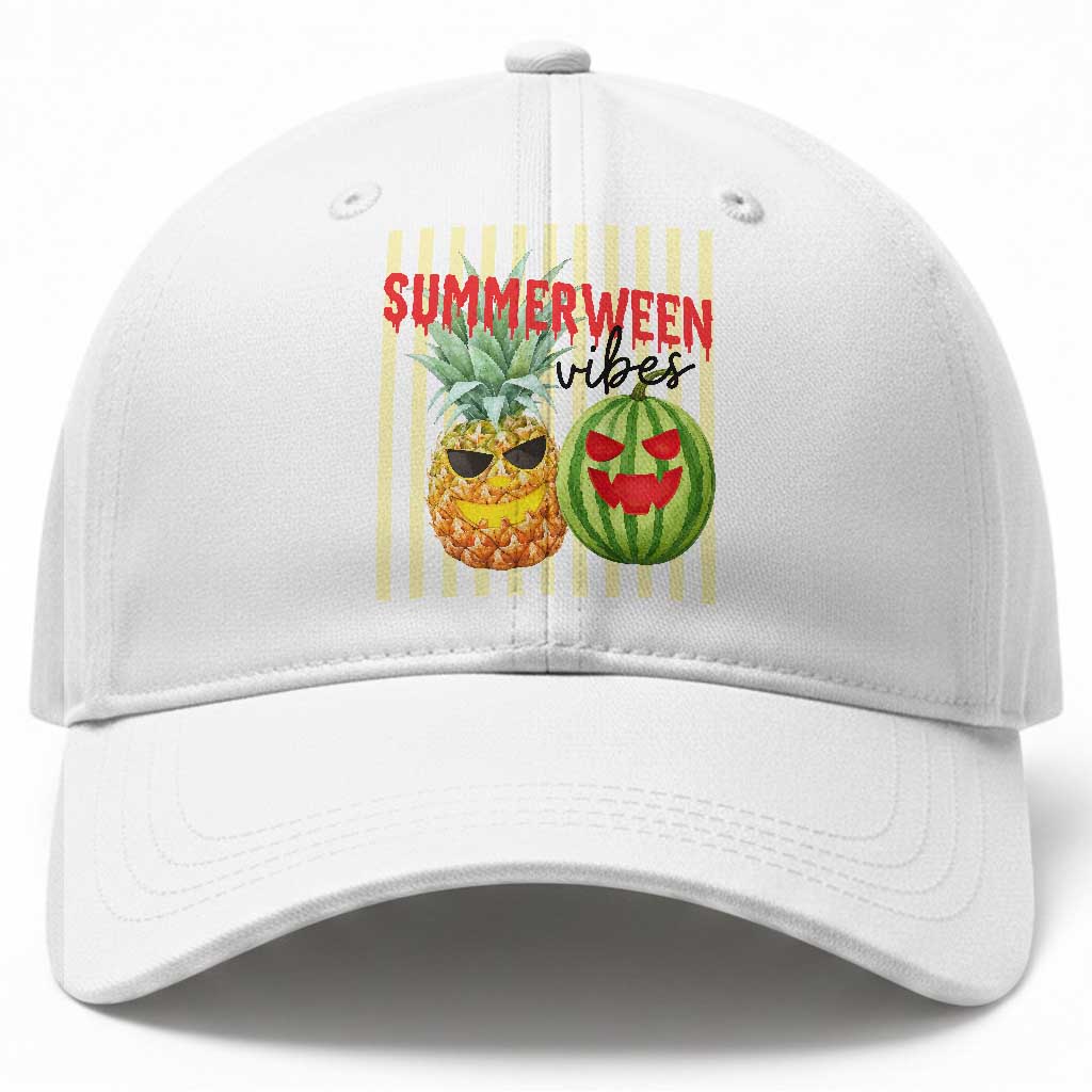 Funny Summerween Fruit Baseball Cap Spooky Pineapple Watermelon Graphic