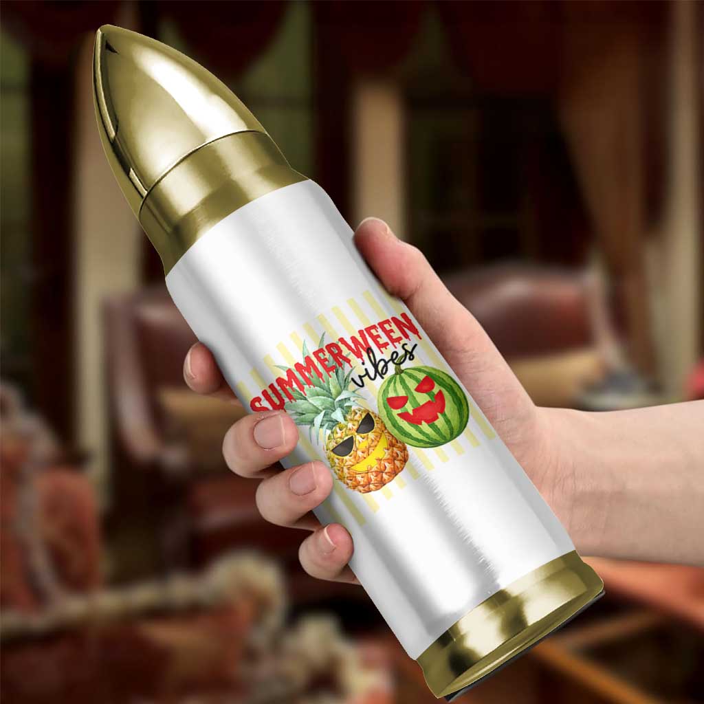 Funny Summerween Fruit Bullet Tumbler Spooky Pineapple Watermelon Graphic
