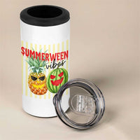 Funny Summerween Fruit 4 in 1 Can Cooler Tumbler Spooky Pineapple Watermelon Graphic
