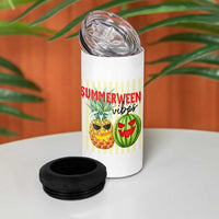 Funny Summerween Fruit 4 in 1 Can Cooler Tumbler Spooky Pineapple Watermelon Graphic