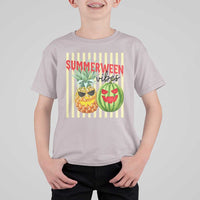 Funny Summerween Fruit T Shirt For Kid Spooky Pineapple Watermelon Graphic
