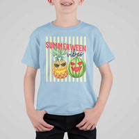 Funny Summerween Fruit T Shirt For Kid Spooky Pineapple Watermelon Graphic