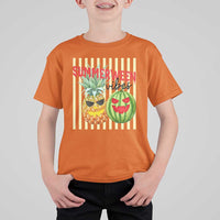 Funny Summerween Fruit T Shirt For Kid Spooky Pineapple Watermelon Graphic