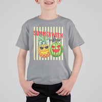 Funny Summerween Fruit T Shirt For Kid Spooky Pineapple Watermelon Graphic