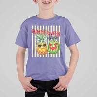 Funny Summerween Fruit T Shirt For Kid Spooky Pineapple Watermelon Graphic