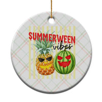 Funny Summerween Fruit Ceramic Ornament Spooky Pineapple Watermelon Graphic