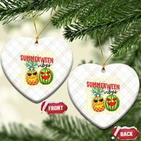 Funny Summerween Fruit Ceramic Ornament Spooky Pineapple Watermelon Graphic