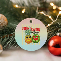 Funny Summerween Fruit Ceramic Ornament Spooky Pineapple Watermelon Graphic