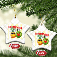 Funny Summerween Fruit Ceramic Ornament Spooky Pineapple Watermelon Graphic