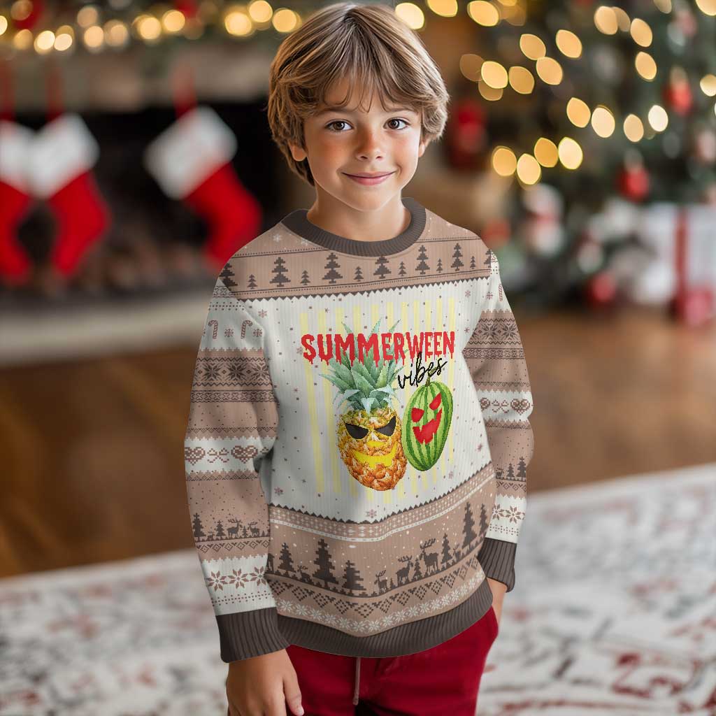Funny Summerween Fruit Ugly Christmas Sweater Spooky Pineapple Watermelon Graphic