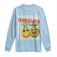 Funny Summerween Fruit Long Sleeve Shirt Spooky Pineapple Watermelon Graphic