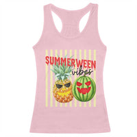 Funny Summerween Fruit Racerback Tank Top Spooky Pineapple Watermelon Graphic