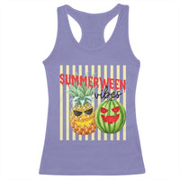 Funny Summerween Fruit Racerback Tank Top Spooky Pineapple Watermelon Graphic