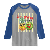 Funny Summerween Fruit Raglan Shirt Spooky Pineapple Watermelon Graphic