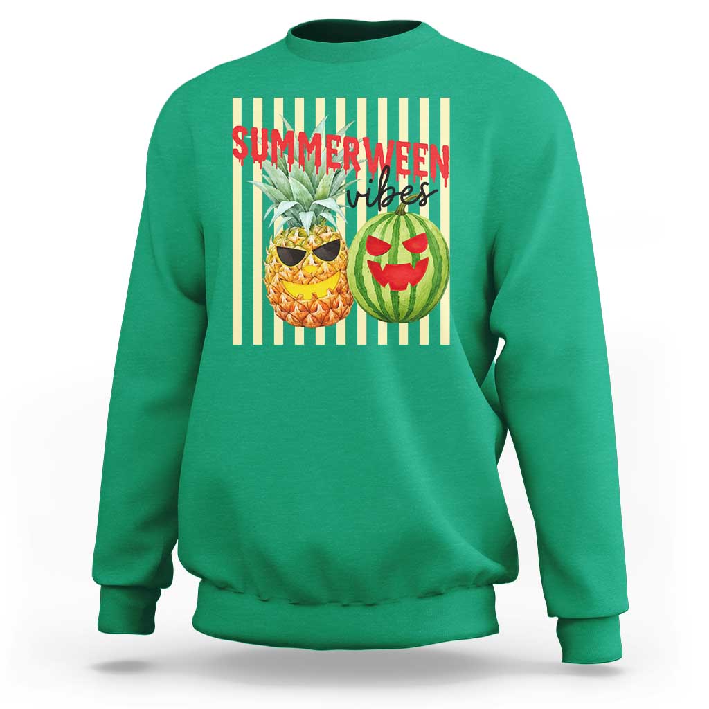 Funny Summerween Fruit Sweatshirt Spooky Pineapple Watermelon Graphic