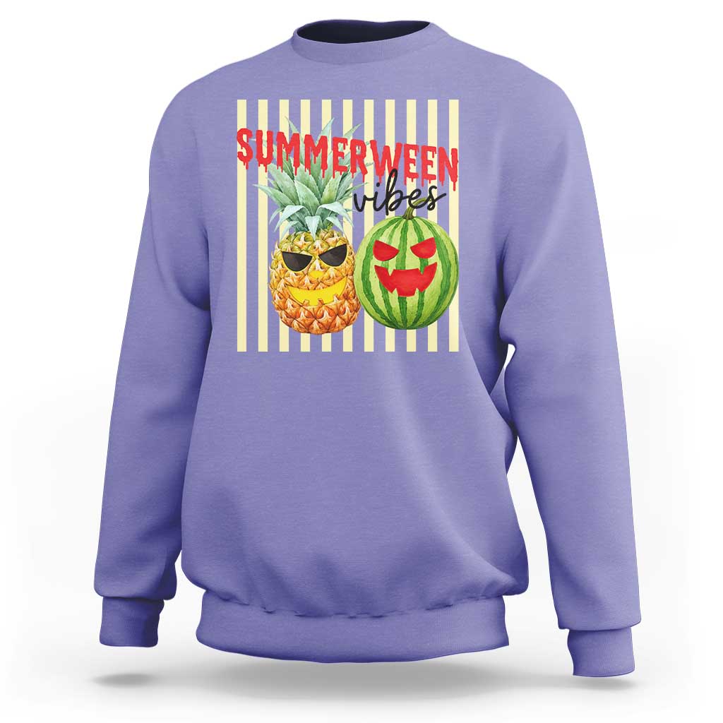 Funny Summerween Fruit Sweatshirt Spooky Pineapple Watermelon Graphic