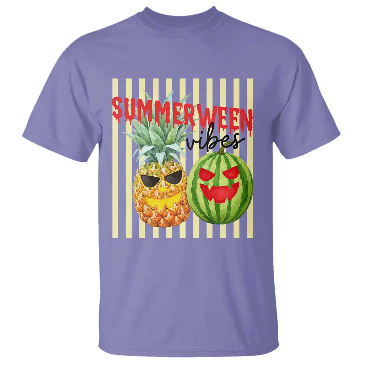 Funny Summerween Fruit T Shirt Spooky Pineapple Watermelon Graphic