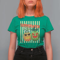 Funny Summerween Fruit T Shirt For Women Spooky Pineapple Watermelon Graphic