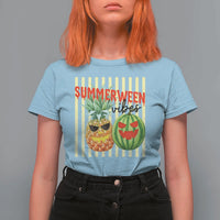 Funny Summerween Fruit T Shirt For Women Spooky Pineapple Watermelon Graphic