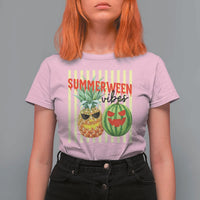 Funny Summerween Fruit T Shirt For Women Spooky Pineapple Watermelon Graphic