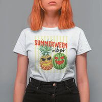Funny Summerween Fruit T Shirt For Women Spooky Pineapple Watermelon Graphic