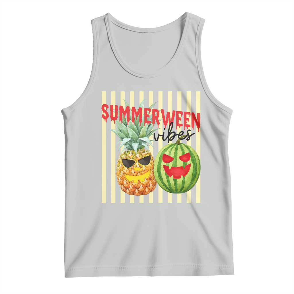 Funny Summerween Fruit Tank Top Spooky Pineapple Watermelon Graphic
