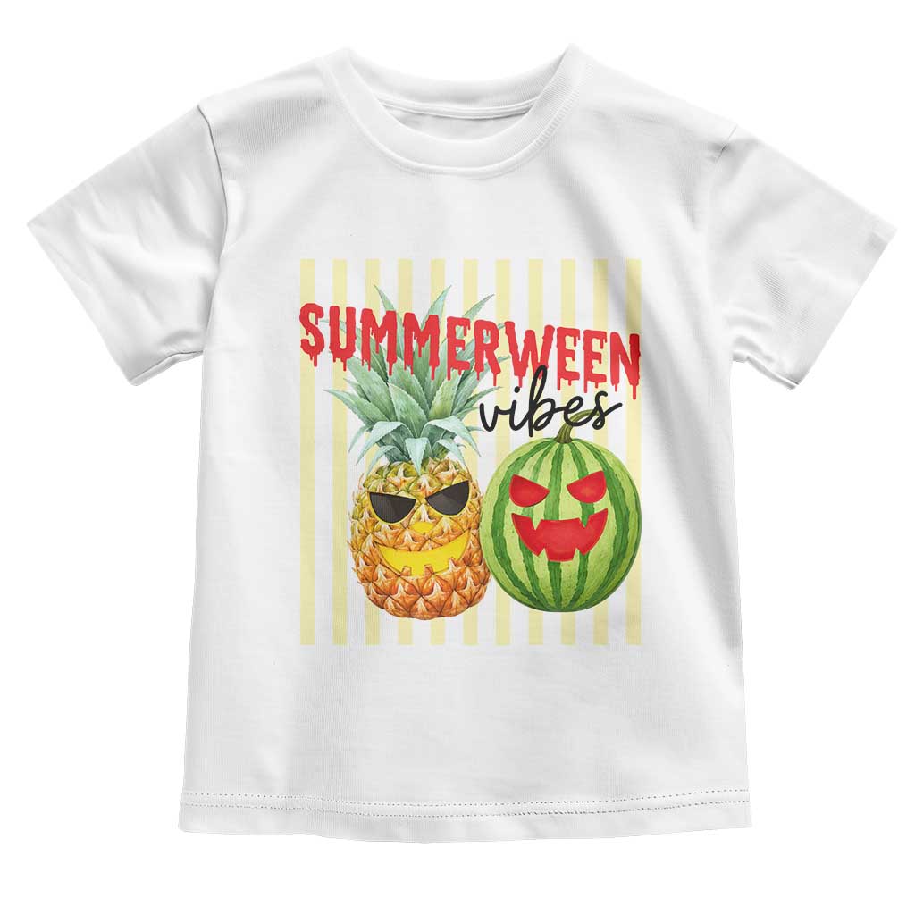 Funny Summerween Fruit Toddler T Shirt Spooky Pineapple Watermelon Graphic