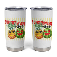 Funny Summerween Fruit Tumbler Cup Spooky Pineapple Watermelon Graphic