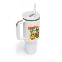 Funny Summerween Fruit Tumbler With Handle Spooky Pineapple Watermelon Graphic